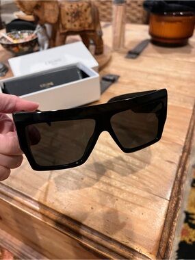 CELINE Black 60 mm flat top Rectangular Sunglasses